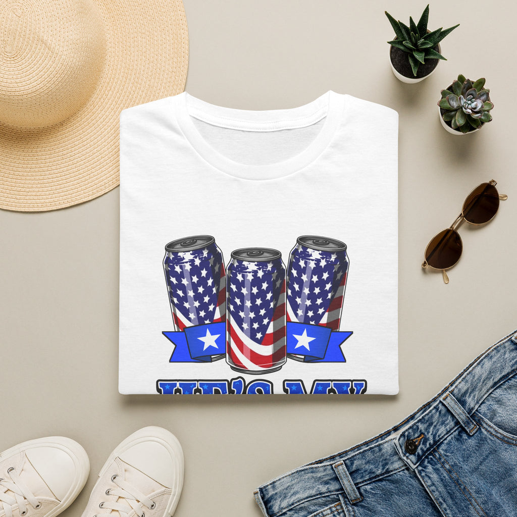 T-Shirt — “He’s My Cold Beer” Patriotic American Flag Can Design