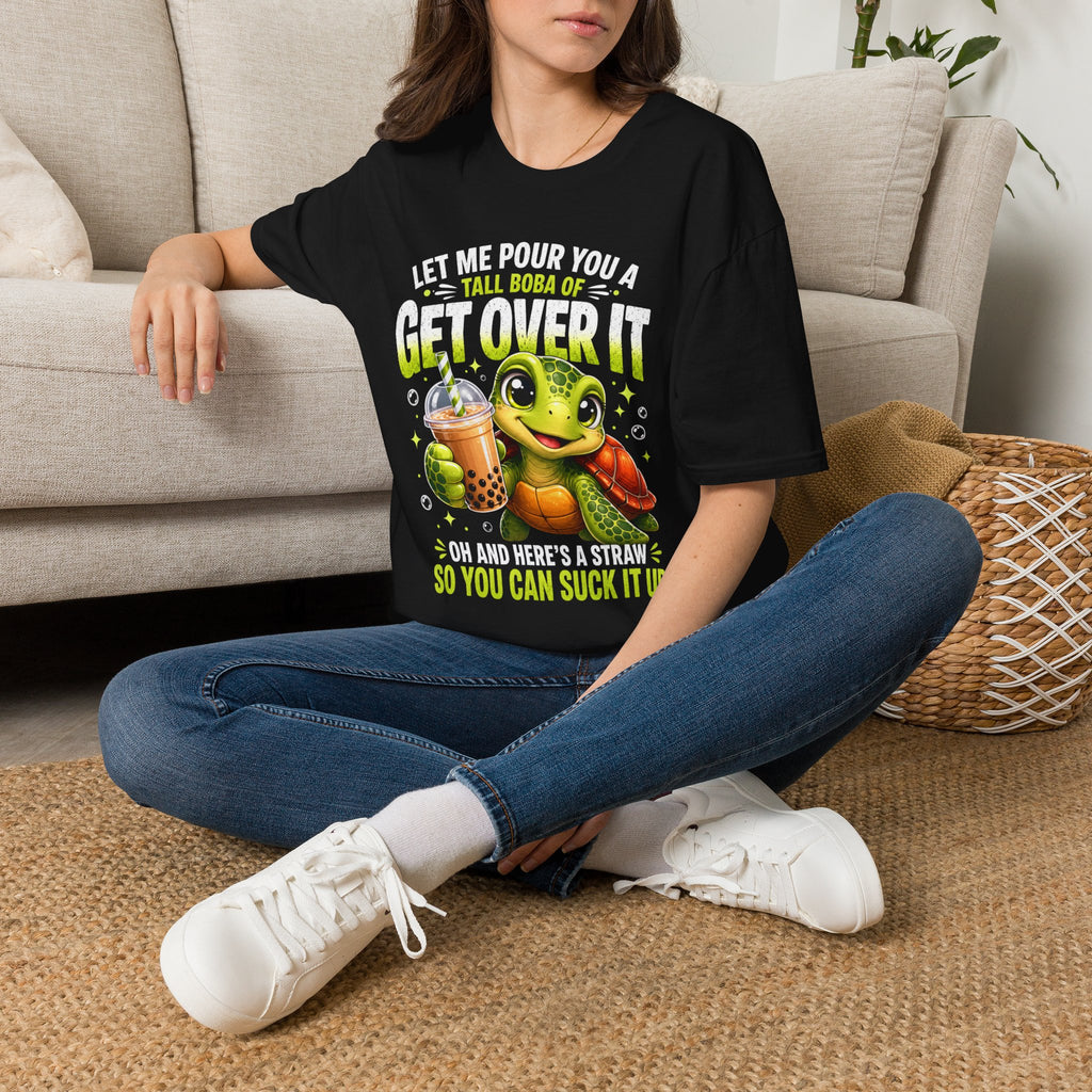 Get Over It Boba T-Shirt — Cute Turtle Boba Tea Graphic Tee