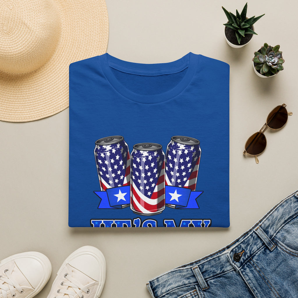 T-Shirt — “He’s My Cold Beer” Patriotic American Flag Can Design