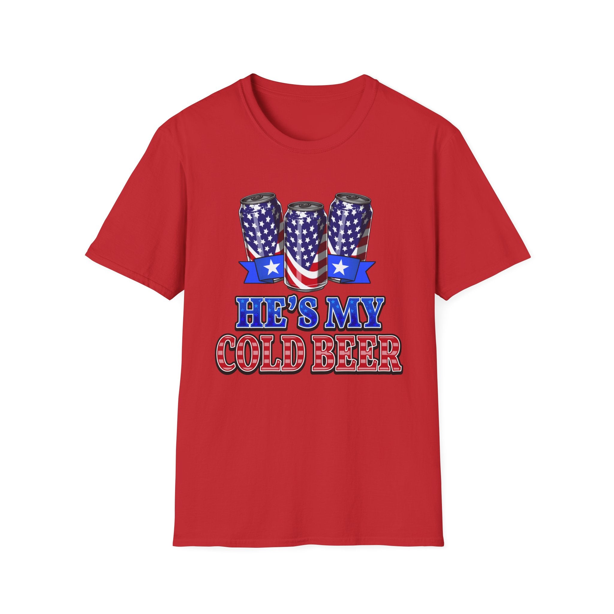 T-Shirt — “He’s My Cold Beer” Patriotic American Flag Can Design