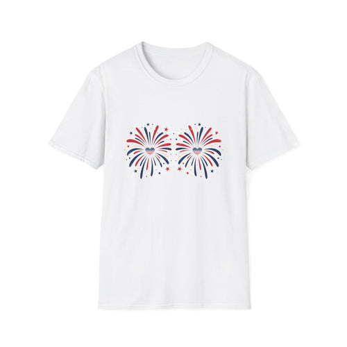 Fireworks Graphic T-Shirt — Patriotic Red & Blue Celebration Tee