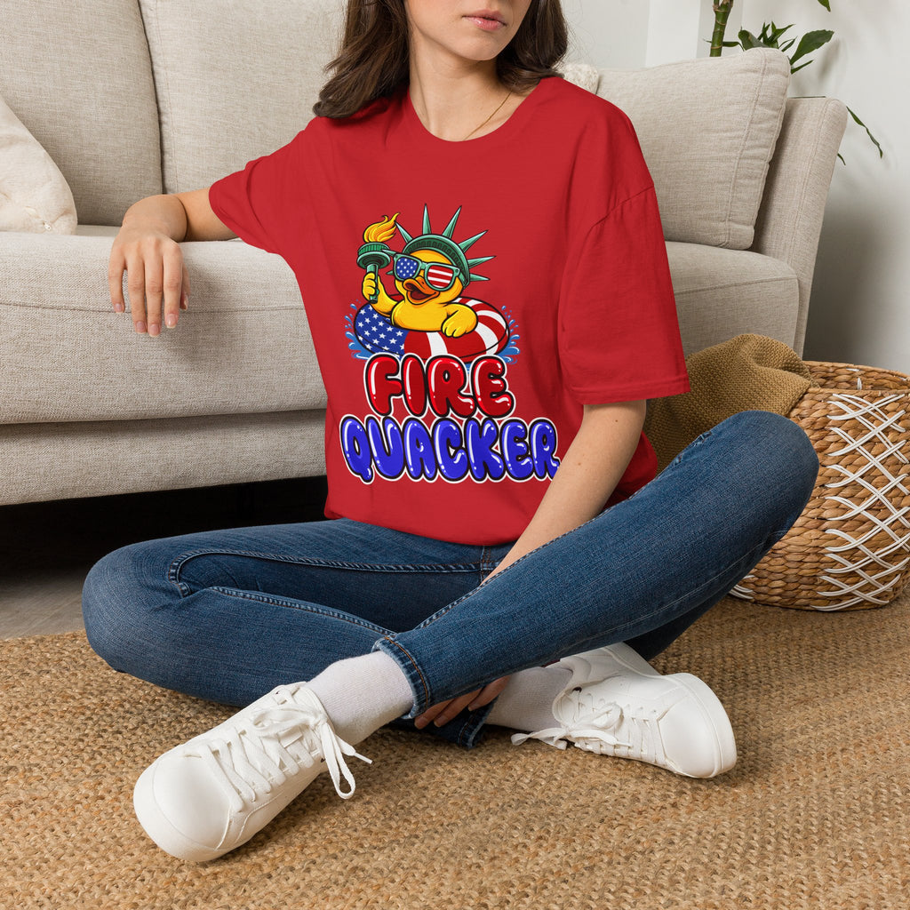 Statue of Liberty Rubber Duck T-Shirt – "Fire Quacker" 4th of July Patriotic Tee