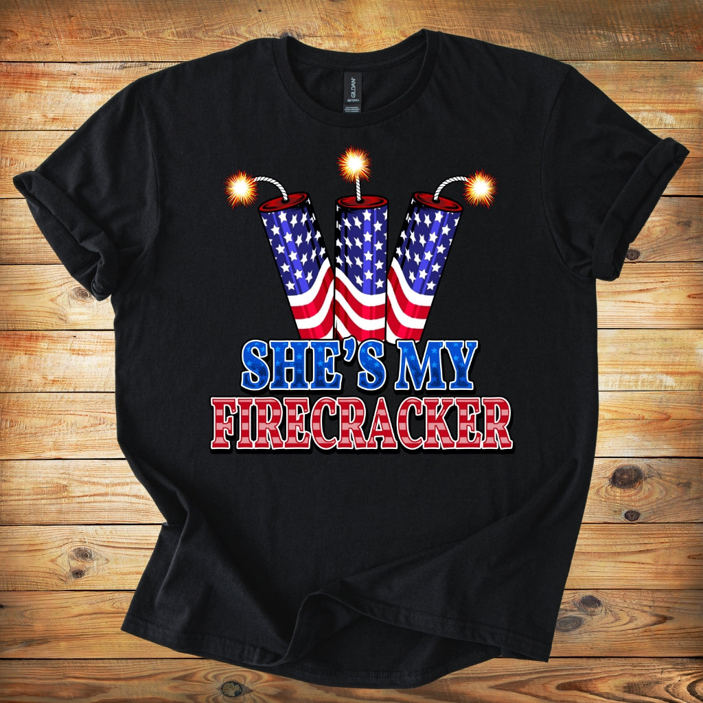 T-Shirt — "She's My Firecracker" Patriotic Fourth of July Tee