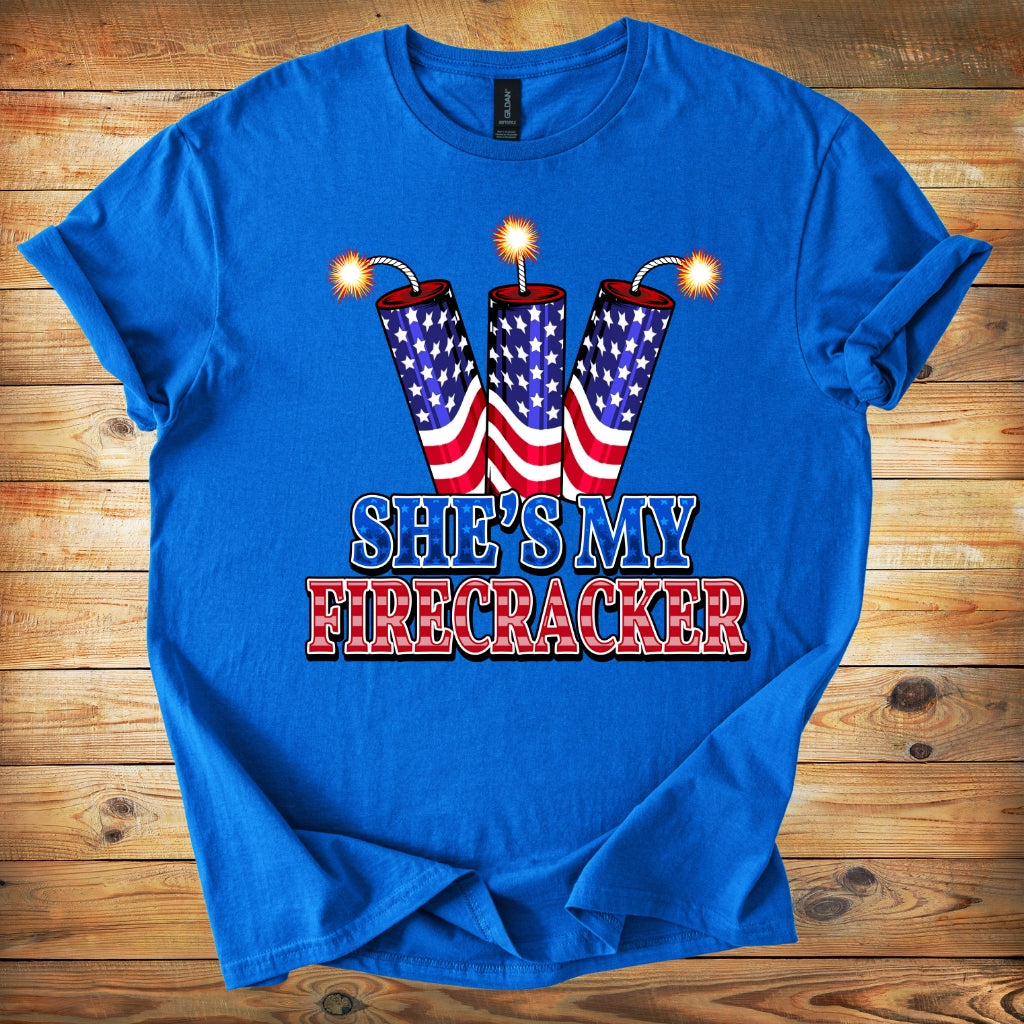 T-Shirt — "She's My Firecracker" Patriotic Fourth of July Tee