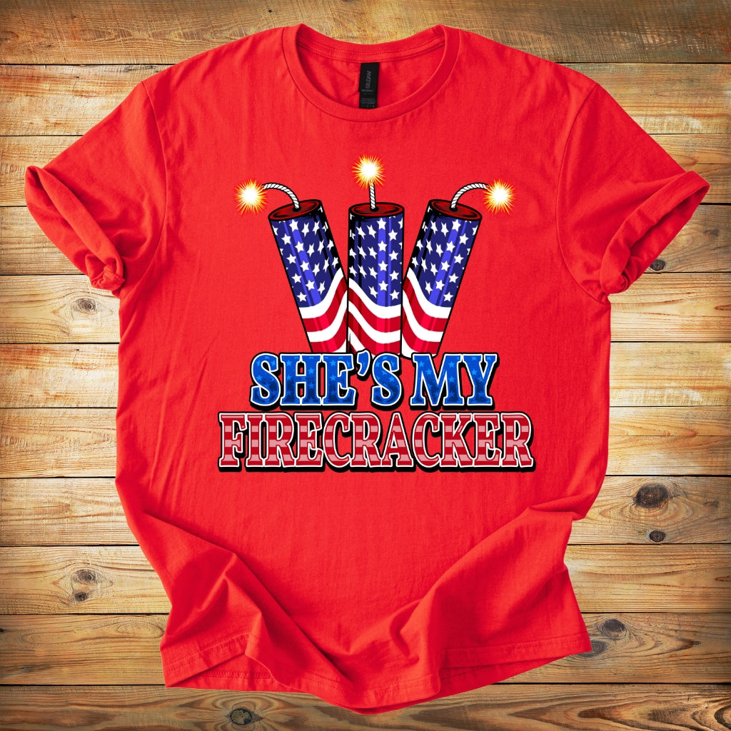 T-Shirt — "She's My Firecracker" Patriotic Fourth of July Tee