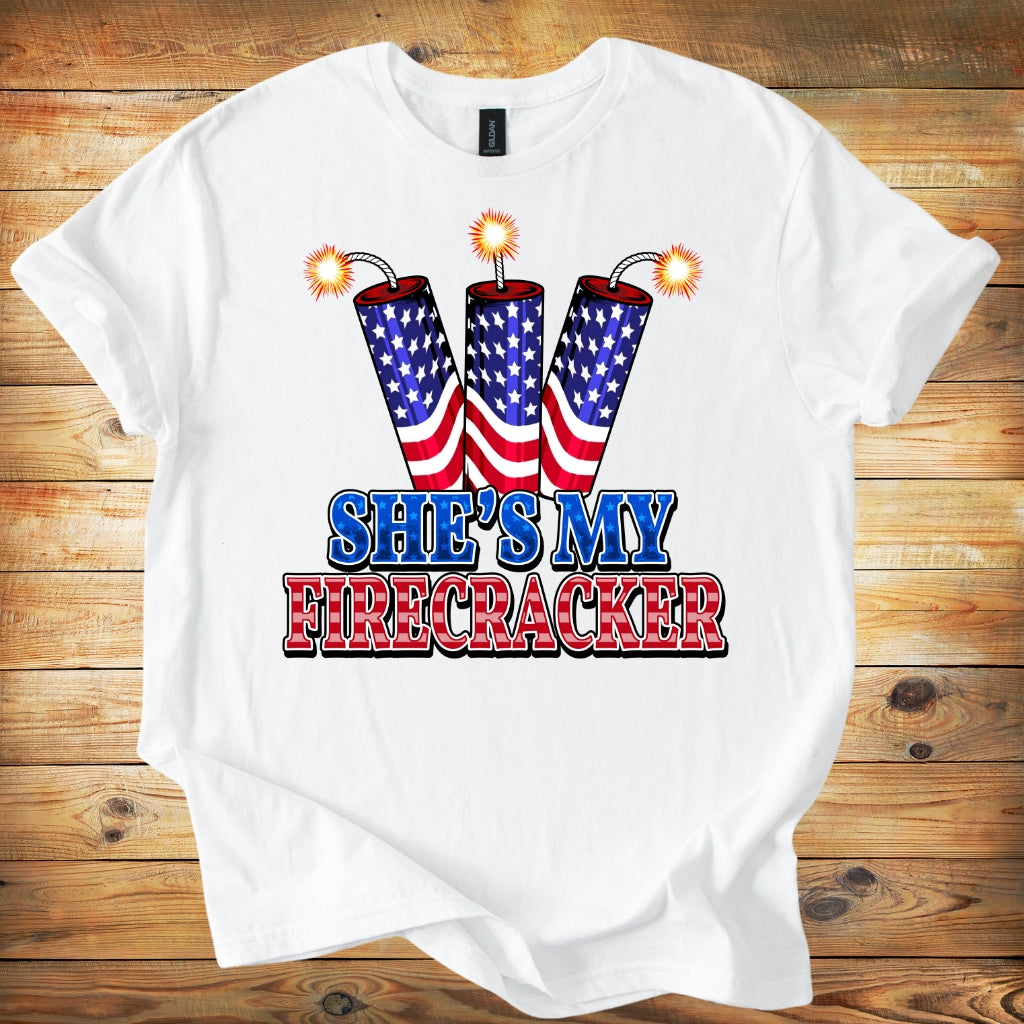 T-Shirt — "She's My Firecracker" Patriotic Fourth of July Tee